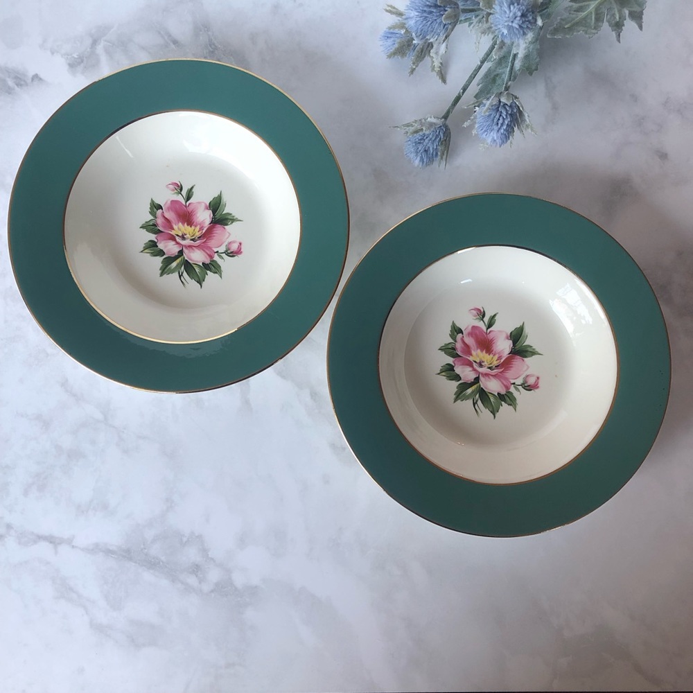 Set of Two Homer Laughlin Cavalier Eggshell 1950s Vintage Soup Bowls/Salad Bowls